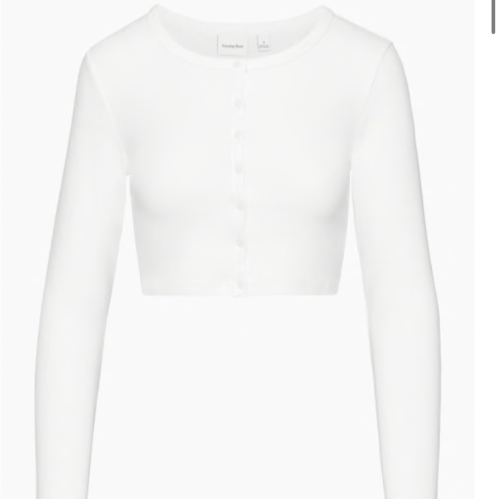 Aritzia White Long Sleeve Crop Top Size Large
